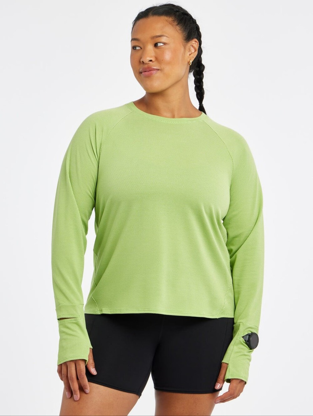 Oiselle Flyout Nylon Long Sleeve Workout Running Shirt - Green